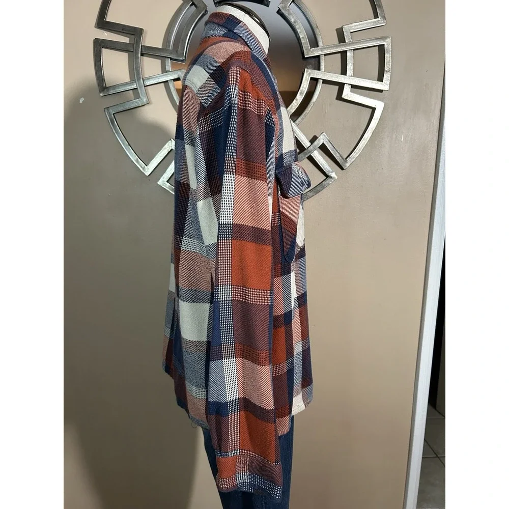 Brixton Shirt Mens Medium Red‎ Blue White Plaid Flannel Long Sleeve Button Up